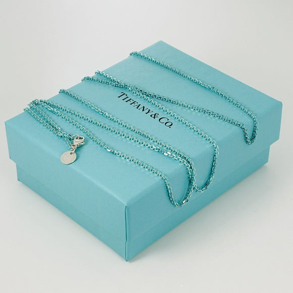 Tiffany & Co Sparkler Blue Coated Silver Enamel Chain Necklace 30" 2.5mm Links