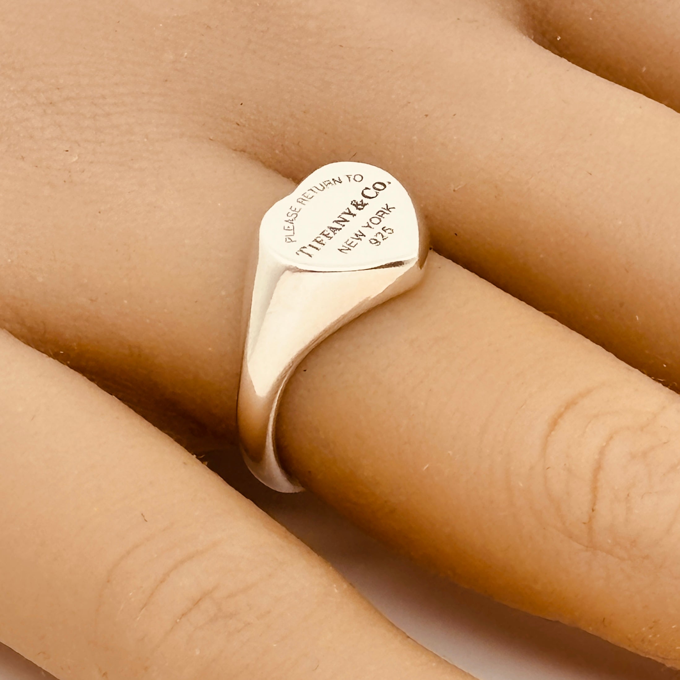 Size 6.5 Return to Tiffany Heart Signet Ring in Sterling Silver FREE Shipping