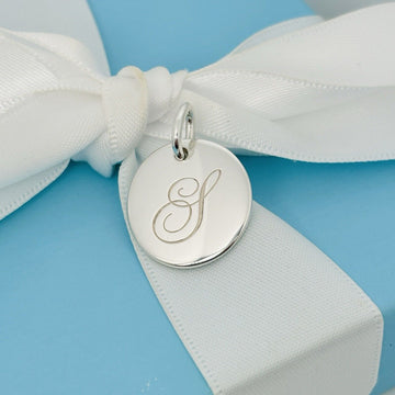 Tiffany Letter S Notes Pendant Initial Round Circle Notes Disc - 0