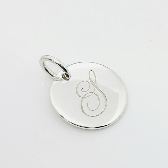 Tiffany Letter S Notes Pendant Initial Round Circle Notes Disc