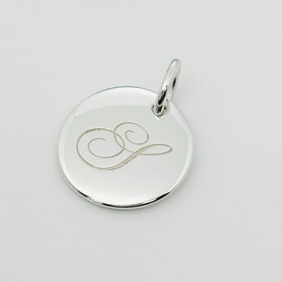 Tiffany Letter S Notes Pendant Initial Round Circle Notes Disc