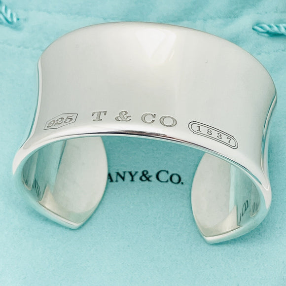 Small 6.25" Tiffany & Co 1837 Extra Wide Cuff Bracelet in Sterling Silver