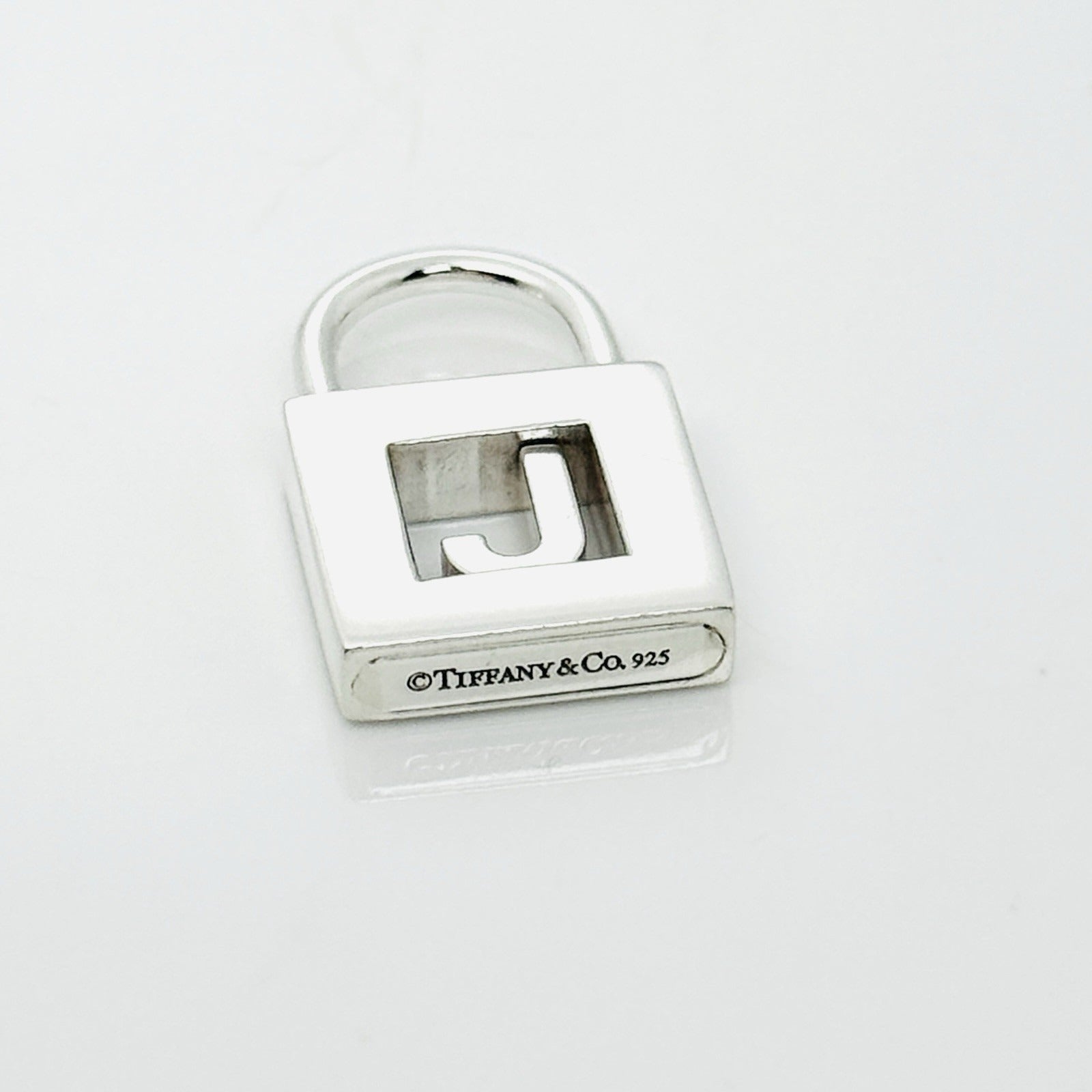 Tiffany Letter J Alphabet Initial Padlock Lock Charm Pendant in Sterling Silver - 0
