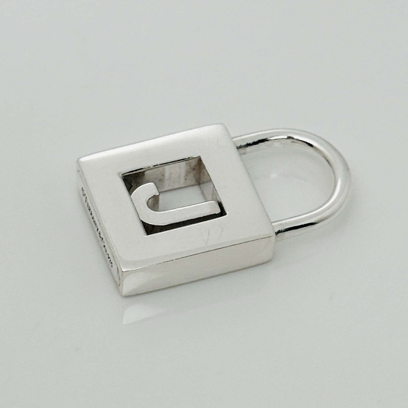 Tiffany Letter J Alphabet Initial Padlock Lock Charm Pendant in Sterling Silver