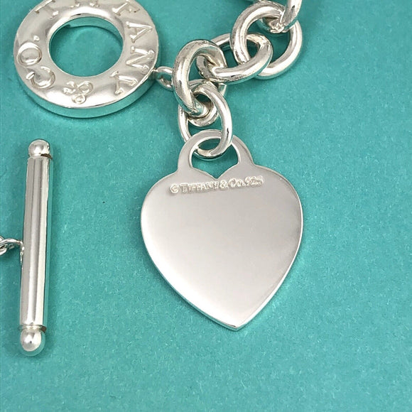 Tiffany & Co Blank Heart Tag Toggle Charm Bracelet in Sterling Silver