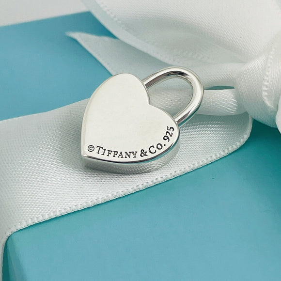 Tiffany & Co Script Notes Heart Charm Padlock Lock or Pendant in Sterling Silver