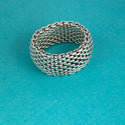 Size 6.5 Tiffany & Co Somerset Mesh Weave Flexible Dome Unisex Mens Ring - 6