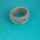 Size 6.5 Tiffany & Co Somerset Mesh Weave Flexible Dome Unisex Mens Ring-6