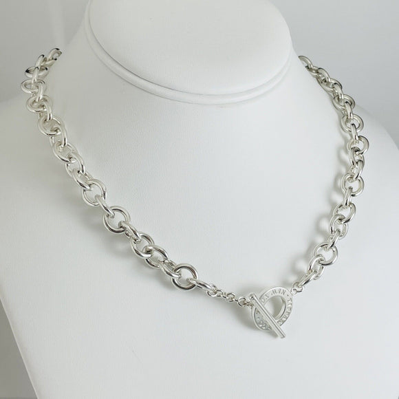 18" Tiffany New York Circle Clasp Toggle Necklace in Silver AUTHENTIC