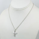 24 inch Tiffany Mens Unisex Cross Large Link Necklace in Concave Sterling Silver-3