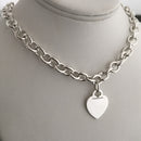 16" Tiffany & Co Sterling Silver  Blank Heart Tag Necklace with Blue Box-1