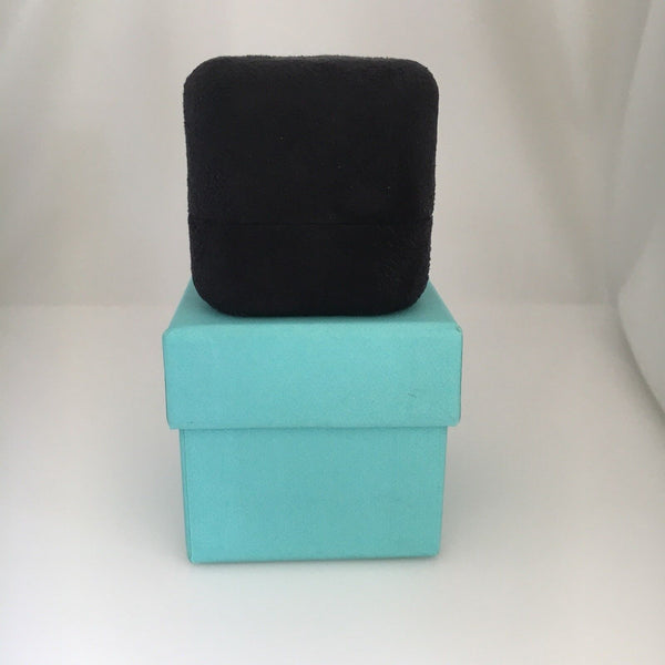 Tiffany Ring Gift Storage Box Blue Black Suede Leather Presentation Storage - 7