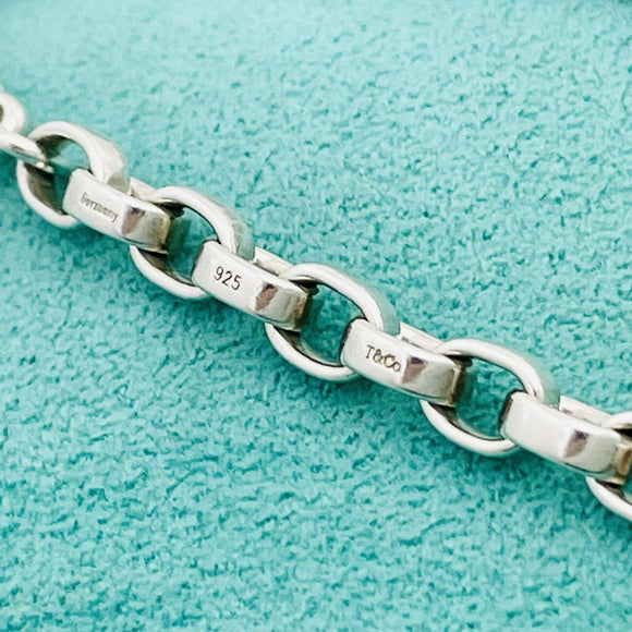 7" Tiffany & Co Sterling Silver Large Oval Rolo Round Link Chain Bracelet