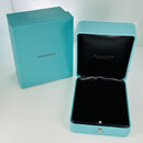 Tiffany & Co Necklace Storage Presentation Box in Blue Leather Lux AUTHENTIC-2