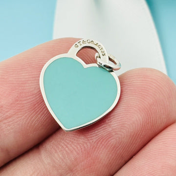 Return to Tiffany Small Blue Enamel Heart Tag Charm or Pendant