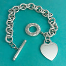 8.5" Tiffany & Co Blank Heart Tag Toggle Charm Bracelet GENUINE in Silver-2