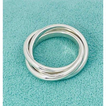 Size 7 Tiffany & Co Sterling Silver 3 Band Triple Rolling Interlocking Ring