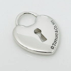 Tiffany Keyhole Heart Padlock Lock Charm Pendant in Sterling Silver
