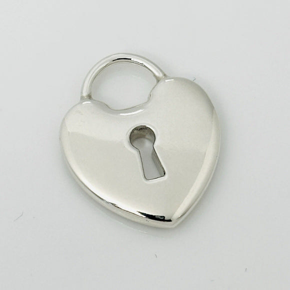 Tiffany Keyhole Heart Padlock Lock Charm Pendant in Sterling Silver