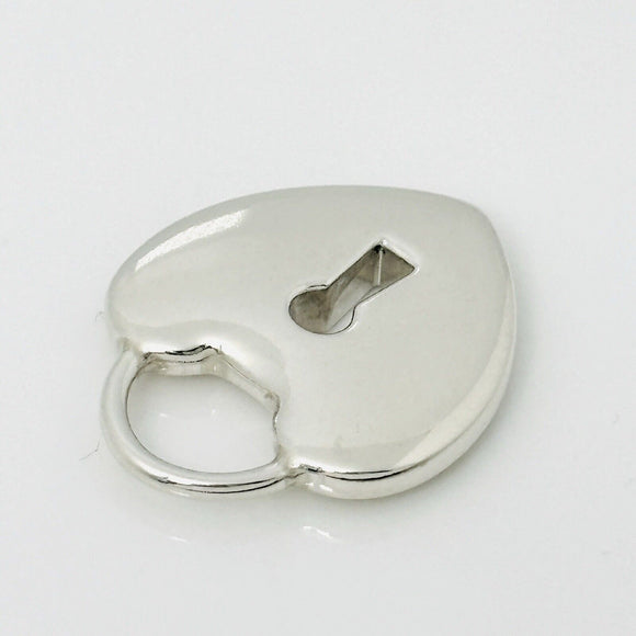 Tiffany Keyhole Heart Padlock Lock Charm Pendant in Sterling Silver