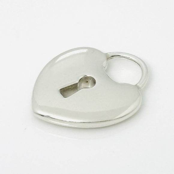 Tiffany Keyhole Heart Padlock Lock Charm Pendant in Sterling Silver