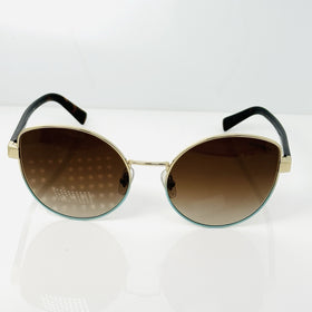 Tiffany & Co TF3068 Cat Eye Sunglasses Gold Tortoise Blue Accent 56mm Italy - 0