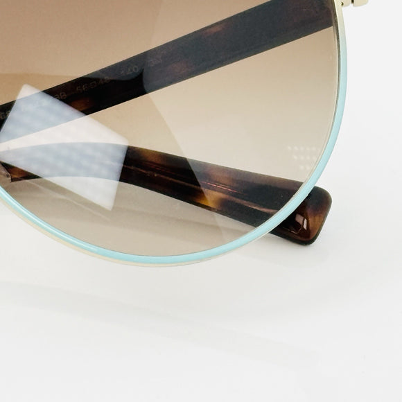 Tiffany & Co TF3068 Cat Eye Sunglasses Gold Tortoise Blue Accent 56mm Italy