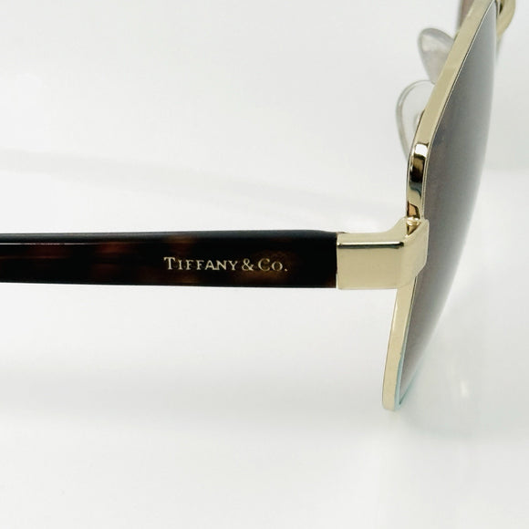Tiffany & Co TF3068 Cat Eye Sunglasses Gold Tortoise Blue Accent 56mm Italy