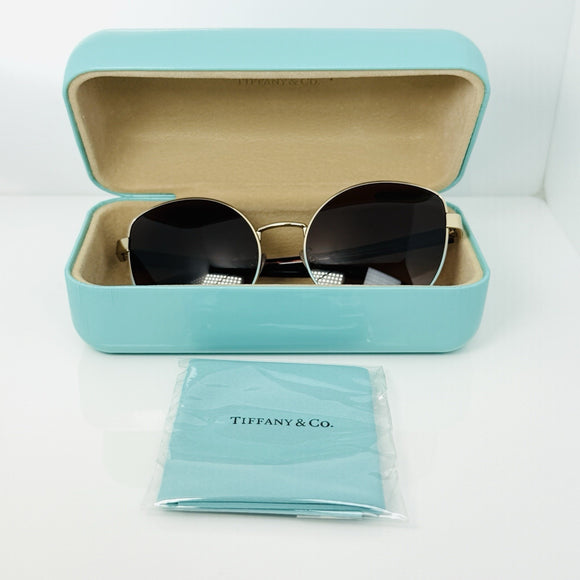 Tiffany & Co TF3068 Cat Eye Sunglasses Gold Tortoise Blue Accent 56mm Italy