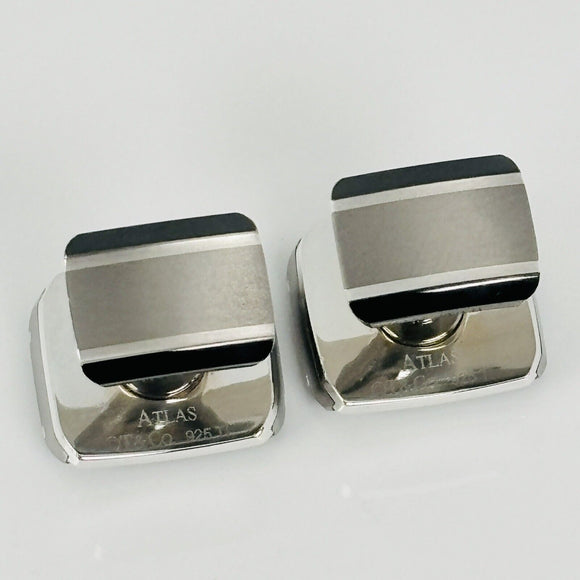 Tiffany Atlas Cufflinks in Titanium and Sterling Silver Roman Numerals XII 12