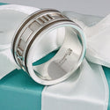 Size 4 Tiffany & Co Silver Atlas Ring  Wide Band Roman Numerals - 4