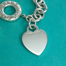 8.5" Tiffany & Co Blank Heart Tag Toggle Charm Bracelet GENUINE in Silver-1