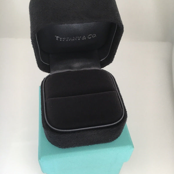 Tiffany Ring Gift Storage Box Blue Black Suede Leather Presentation Storage - 6