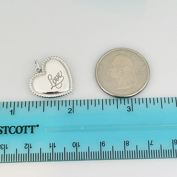 Tiffany & Co LOVE Heart Pendant Beaded Edge Milgrain Pendant or Charm