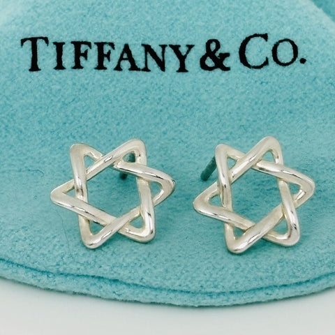 RARE Tiffany & Co Star of David Stud Earrings by Elsa Peretti Six Point Star