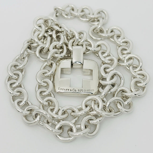 22" Tiffany & Co Mens Roman Cross Necklace in Silver Large Link Plus Size