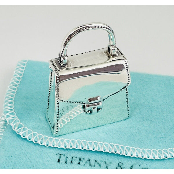 Vintage Tiffany Trinket Pill Box Purse Handbag Miniature in Sterling Silver - 1