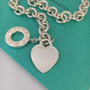 20” Large Tiffany & Co Sterling Silver Blank Heart Tag Toggle Necklace Plus Size-3