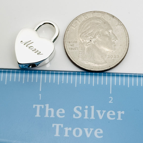 Tiffany & Co MOM Mother Heart Padlock Charm Pendant in Sterling Silver