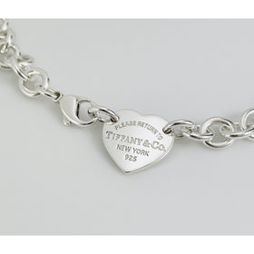 20" Return to Tiffany & Co Heart Tag Choker Necklace Center Heart Large Links