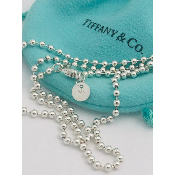 16" Tiffany & Co Bead Dog Chain Necklace 2.5mm beads in Sterling Silver - 3