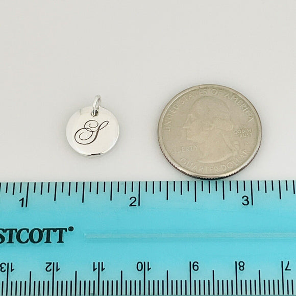 Tiffany Silver Letter S Alphabet Initial Round Circle Notes Charm Pendant