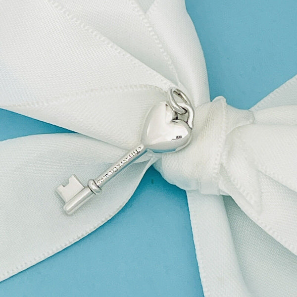 Tiffany & Co Blue Enamel Heart Tag Key Charm or Pendant FREE Shipping - 3
