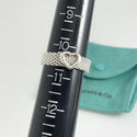 Size 10.5 Tiffany & Co Somerset Heart Ring Mesh Weave Flexible Sterling Silver - 6