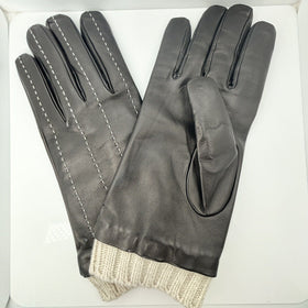 Tiffany & Co Black and Blue Leather and Cashmere Women's Winter Gloves - 0