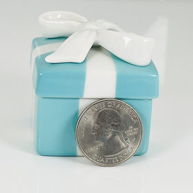 Tiffany Porcelain Blue Trinket Gift Jewelry Box Bone China Mini Small Miniature - 0