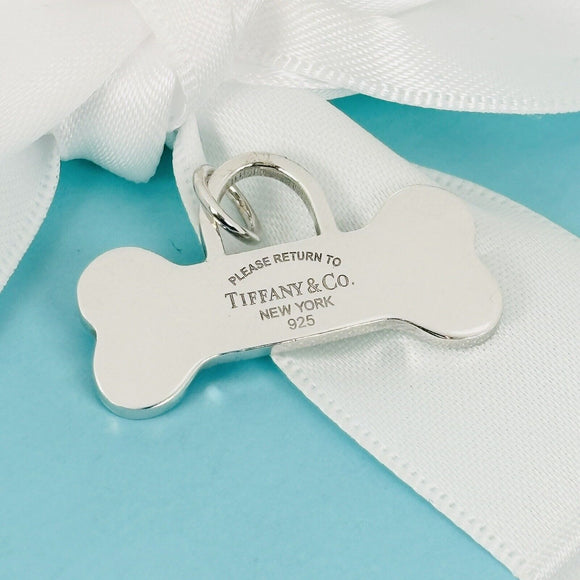 Return to Tiffany Dog Bone Pet ID Charm or Pendant Small in Silver Engravable