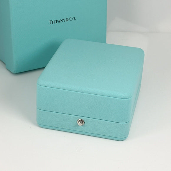 Tiffany & Co Necklace Storage Presentation Box in Blue Leather Lux AUTHENTIC