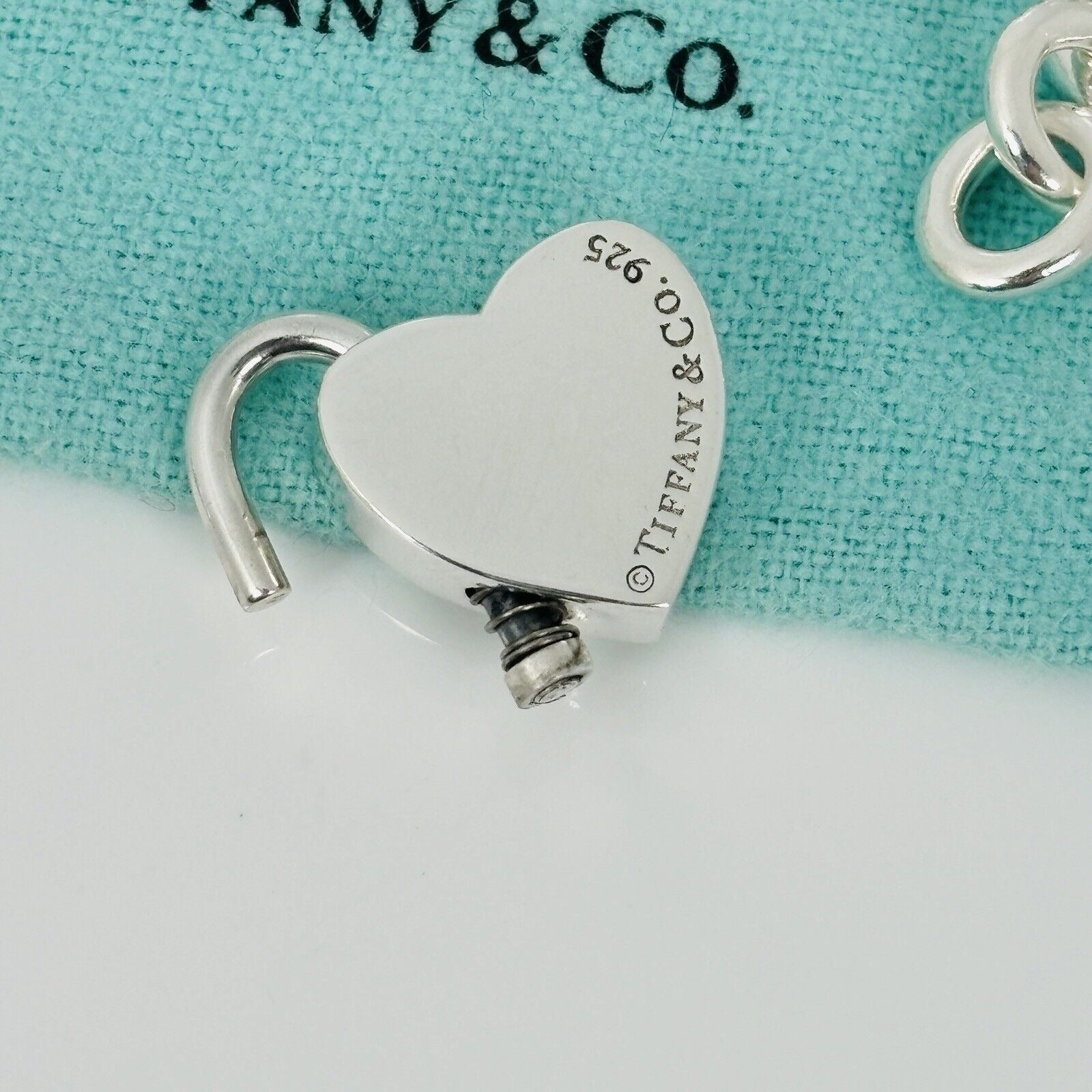 Please Return to Tiffany & Co Heart Tag Padlock Bracelet in Silver