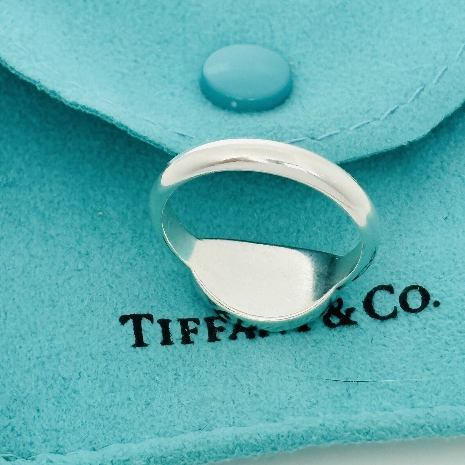 Size 8 Please Return to Tiffany & Co Oval Signet Ring in Sterling Silver